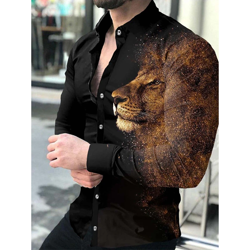 

Luxury Eagle Shirts American FLag 3d Printed Shirts Men Fashion Lion Shirt Hawaiian Casual Beach Cardigan Blouse Men's Clothing