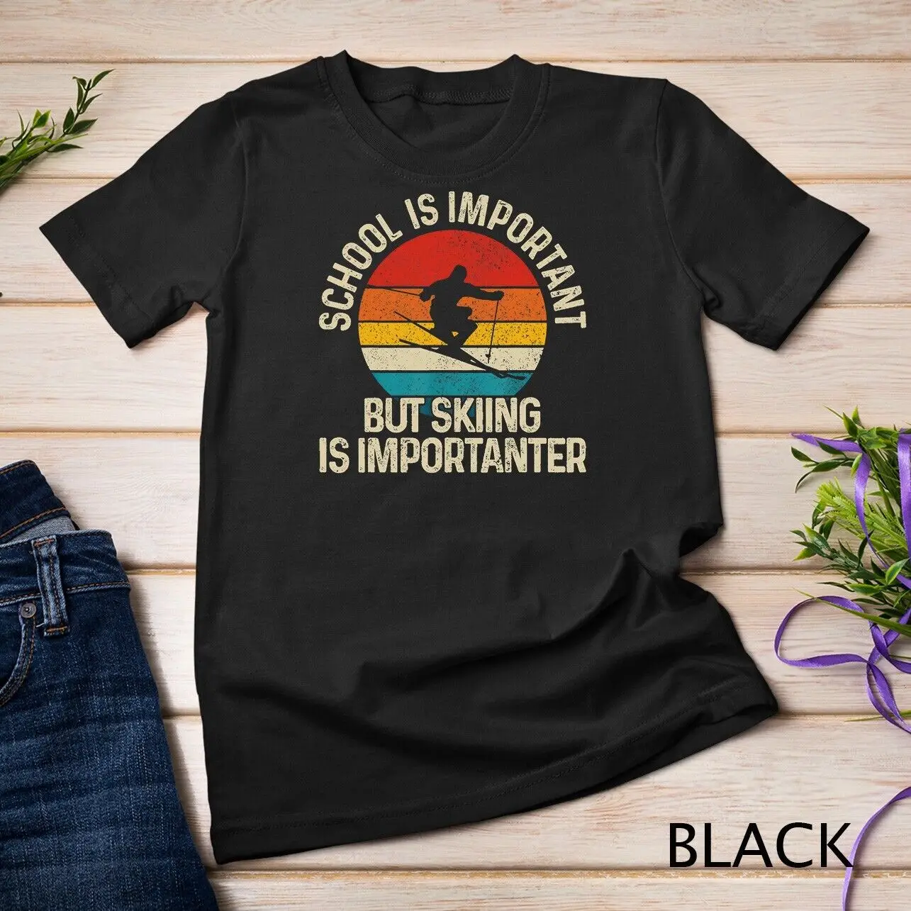 School Is Important But Skiing Is Importanter Ski Funny Gift Unisex T-shirt