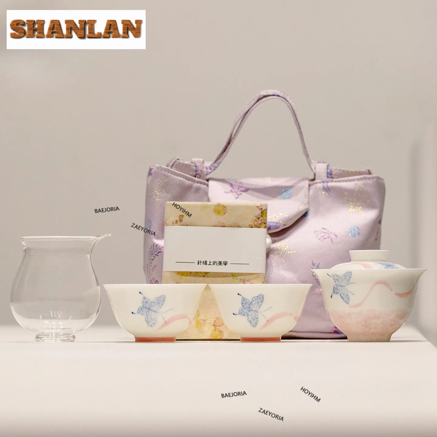 

Набор для путешествий: расписанный вручную зеленый чайный сервиз с бабочками, 1 чайник, 2 чашки, органайзер для приготовления чая, портативный, для использования на природе, коллекция сумок для хранения