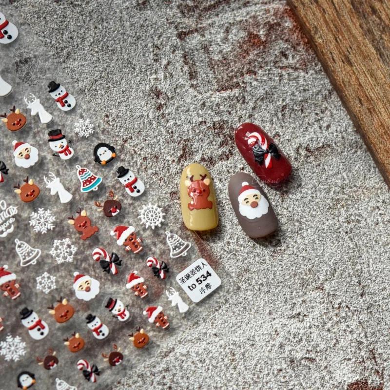 [Meow.Sensei] Relief 534 Hot sticker Cute Nail Stickers adesivi giapponesi adesivi per unghie natale Gingerbread Man