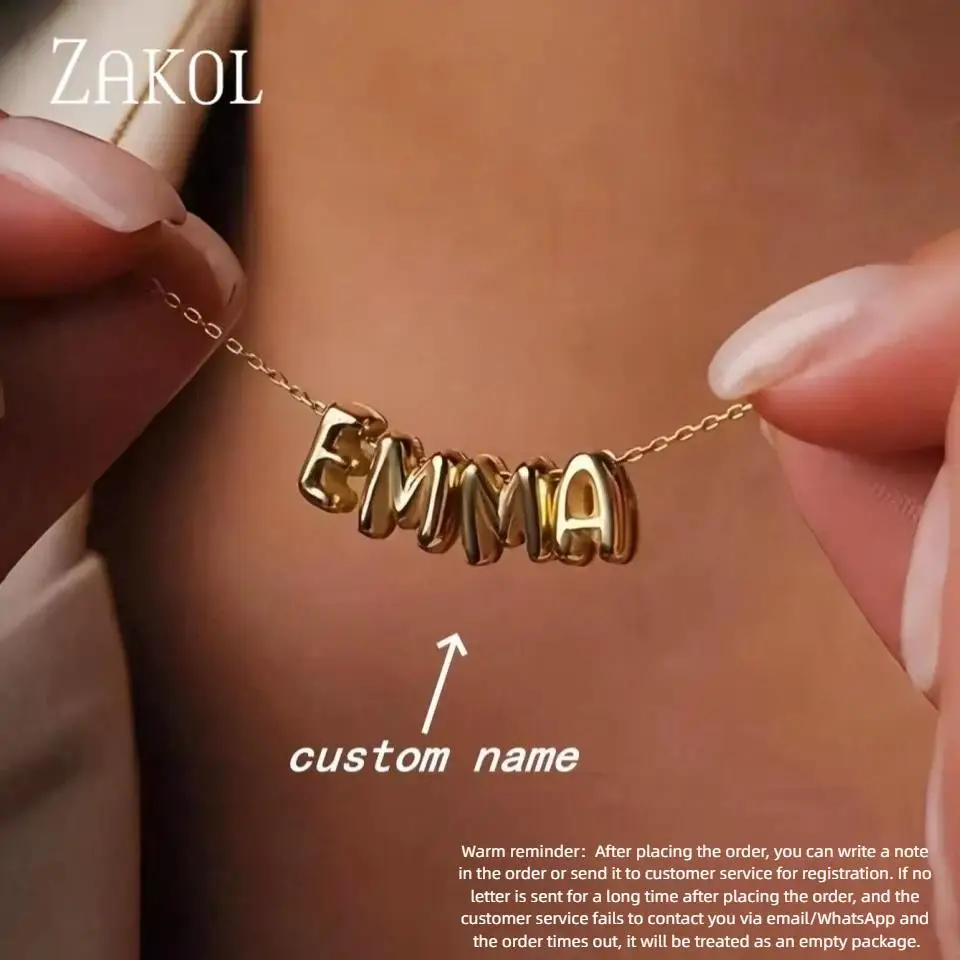 

ZAKOL индивидуальное 3D ожерелье с пузырьками и именем, сделай сам, персонализированное очаровательное ожерелье с пузырьками и буквами, ювелирные изделия для женщин, подарок на день матери