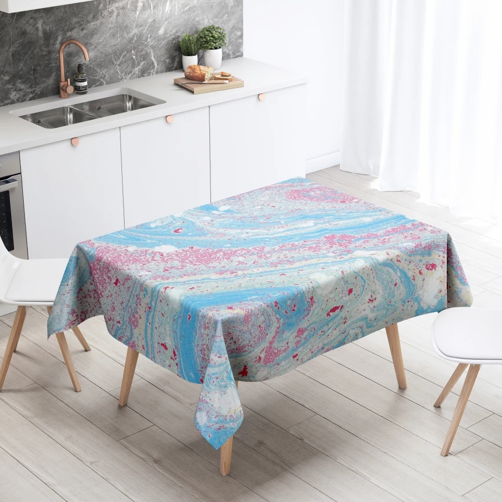 Colorful Pattern Table Cloth Home Decor Stain Resistant Waterproof  Decoration Rectangular Kitchen Fireplace Countertop