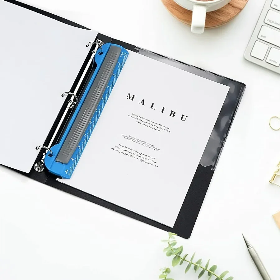 Penghancur Kertas Portabel 3 Lubang untuk Binder Ring dengan Penggaris Terintegrasi Kapasitas Hingga 5 Lembar Ideal untuk Penggunaan di Kantor dan Sekolah Tahan Lama Biru