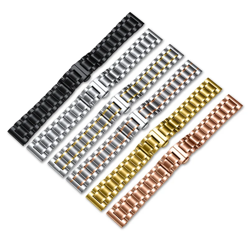 خمسة حبات الصلبة الفولاذ المقاوم للصدأ حزام الصلب حزام الحرفي الشهير قوس الفم ساعة مسطحة Accessories12-24mm