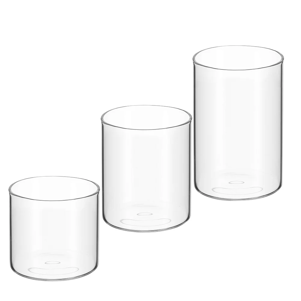 3 قطع كوب زجاجي أنيق حاوية إضاءة للشاي لتجمع المنزل مجموعة حامل مجوف لتزيين العشاء الرومانسي