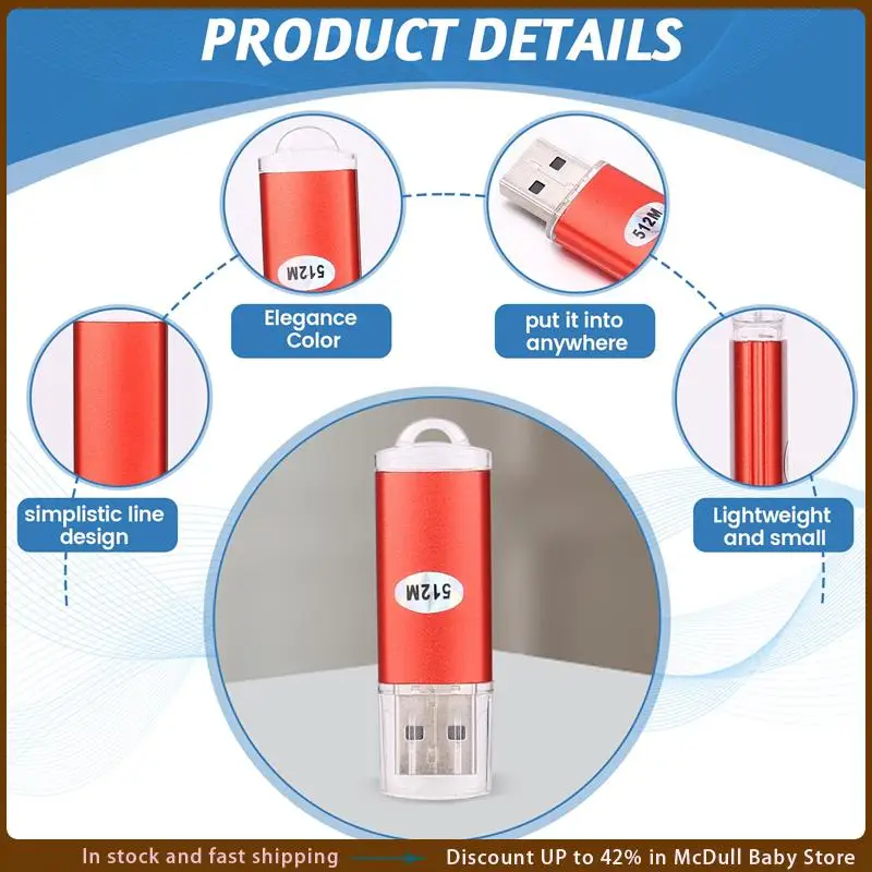 ABJA-USB 2.0 Flash Memory Stick Pen Drive Storage Thumb Color:Red Capacity:512MB