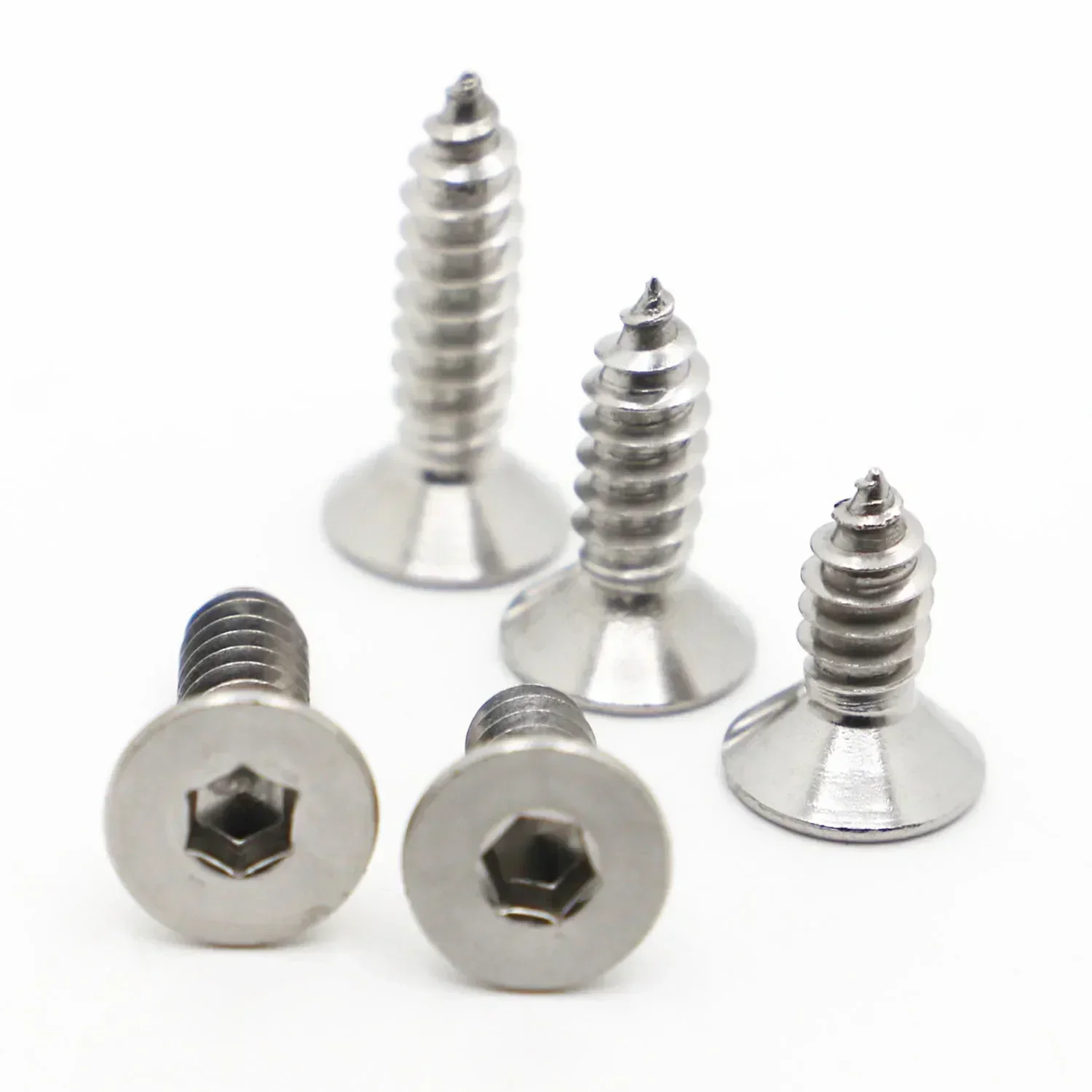 5-20pcs M2 M2.6 M3 M4 M5 M6 304 Stainless Steel Allen Flat Countersunk Hex Head Hexagon Socket Tapping Screws Wood Screw