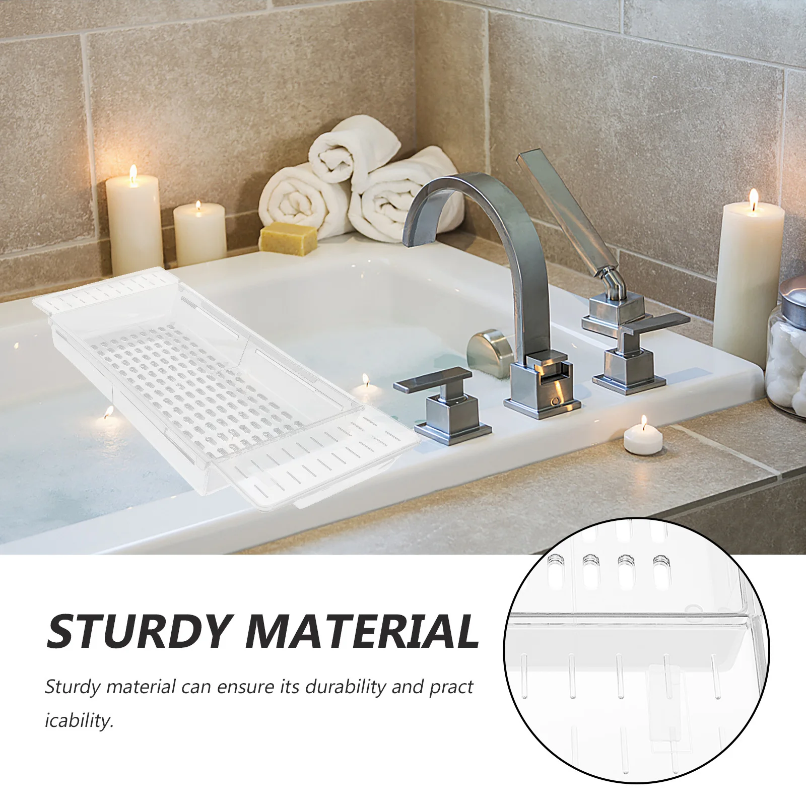 

Bathtub Tray Adjustable Expandable Bath Tub Shelf Storage Rack Non Slip Bath Board Holder Tub Organizer for Tablet Book Soap