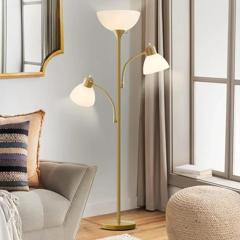 

Torchiere Floor Lamps for Living Room, 3 Light Tree Floor Lamp, Gold Modern Tall Standing Lamps, Industrial Bright Floor Lamp