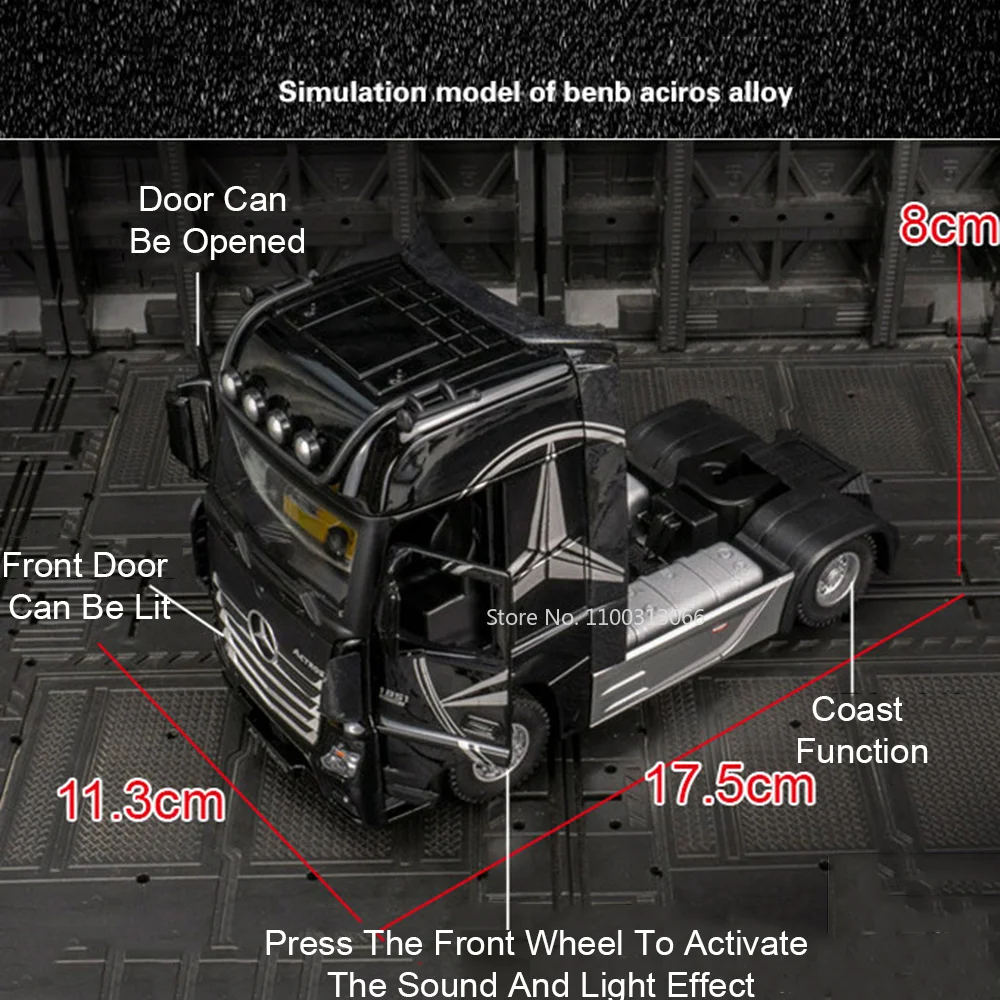 1:36 Simulation Diecast Alloy Truck Head Model Metal Toy With Light Engineering Pull Back Transport Vehicle Boy Toy For Children