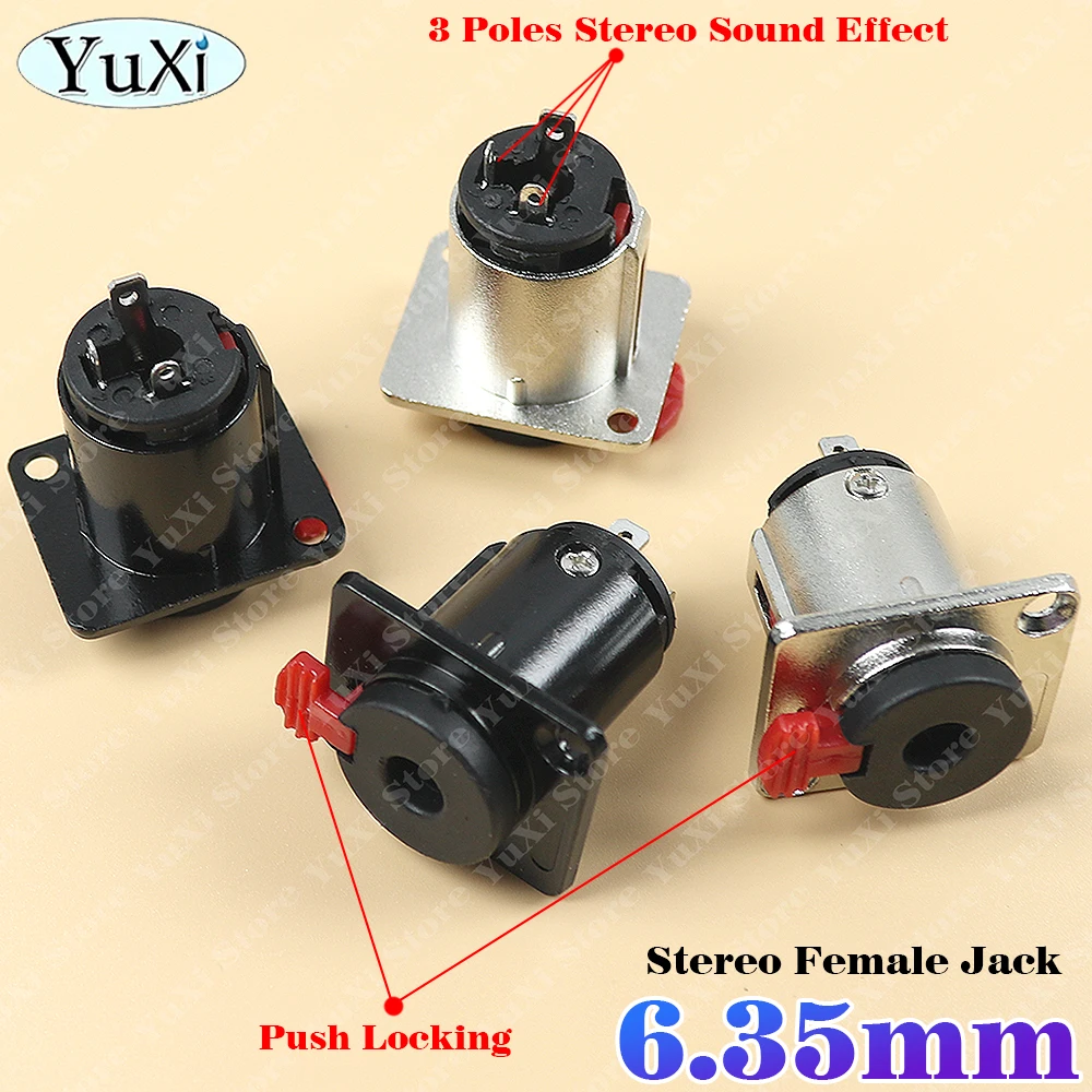 1-6pcs 6.35mm Stereo Jack Panel Mount TRS Female Socket for Chassis Microphone MIC Audio Cable Connect Terminal Guitar 1/4 inch