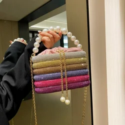 Luxury Evening Purses for Women Dazzling Pearl Beads Chain Crossbody Bag Dinner Party Clutch 2024 Luxury Designer Handbags