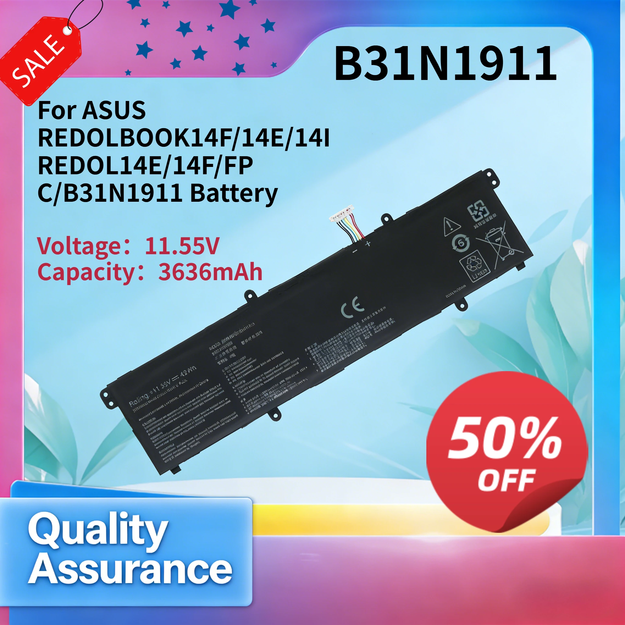 

3000mAh 11.55V High quality For ASUS REDOLBOOK14F/14E/14I REDOL14E/14F/FP C/B31N1911 Battery
