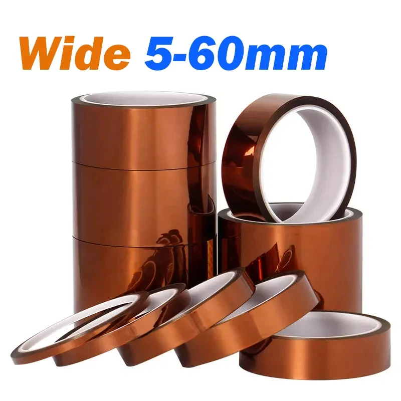 1Pcs Kapton Polyimide Tape 33M Long Heat Resistant High Temperature Adhesive Insulation Tape 5-60mm Wide