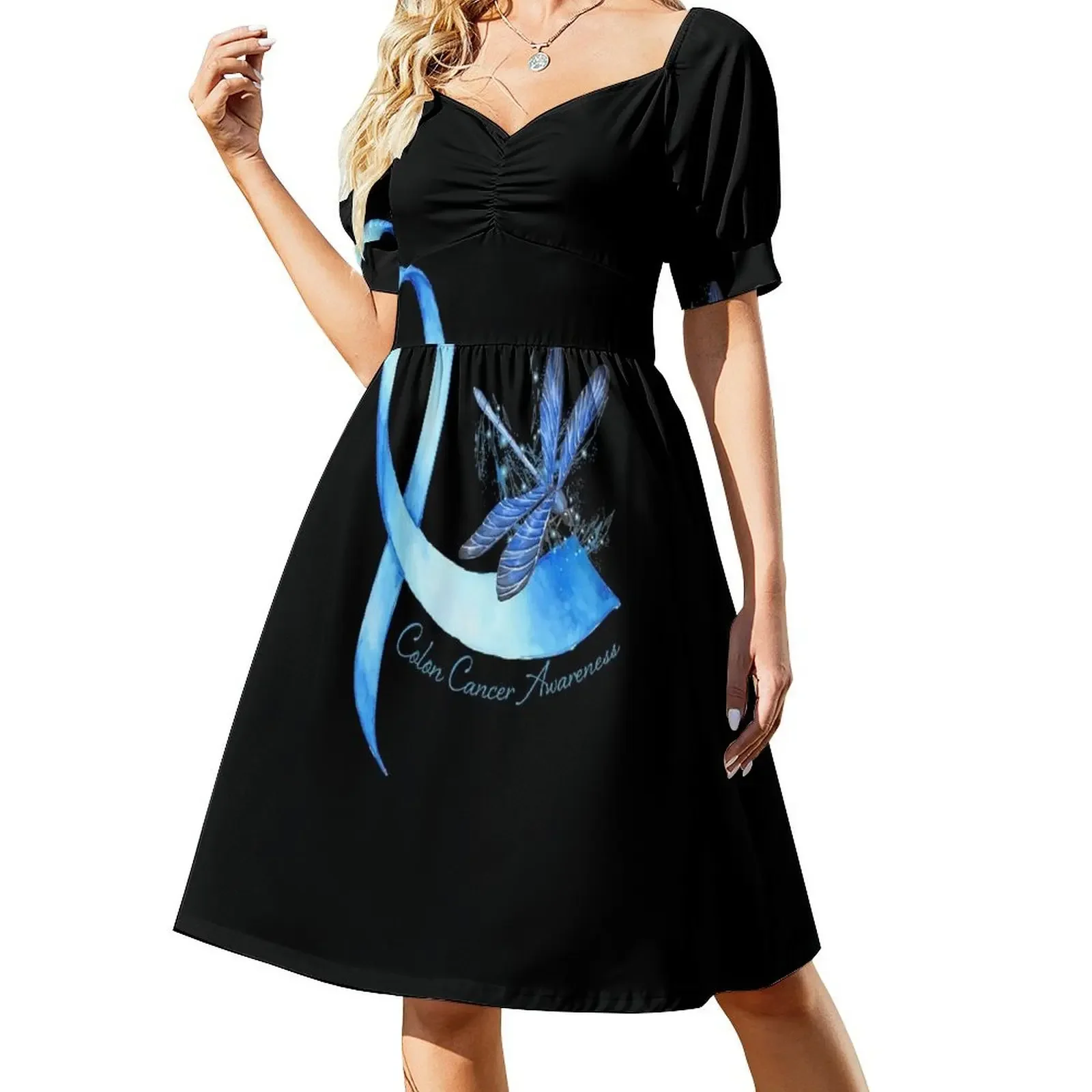 Hippie Dragonfly Blue Ribbon Colon Cancer Awareness Gifts Sleeveless Dress Womens dresses Party dresses Dress