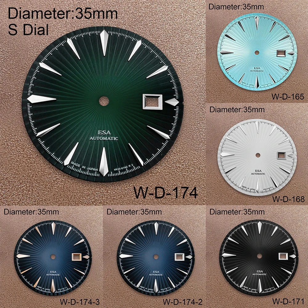 

35mm S Logo Cocktail Dial Suitable For NH35/NH36 Japanese Automatic Movement Vertical Lines Watch Modification Accessories