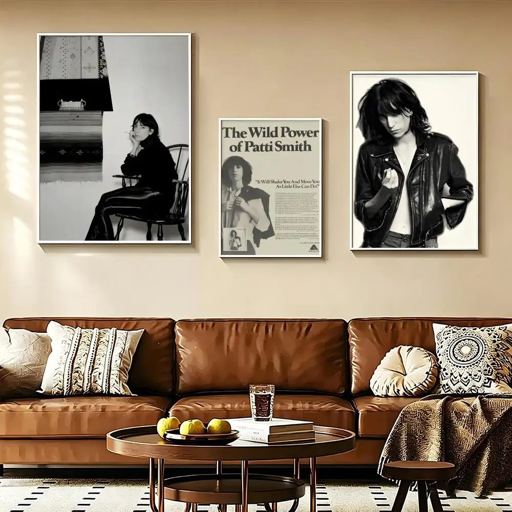 Music S-Singer Patti S-Smith Poster Self-adhesive Paper Print Home Living Room Bedroom Entrance Bar Cafe Art