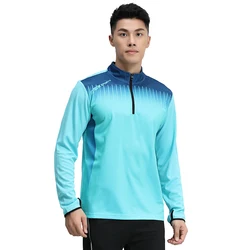 Camicia sportiva a maniche lunghe colletto alla coreana uomo felpa da esterno ad asciugatura rapida primavera autunno traspirante palestra Running t-shirt da allenamento