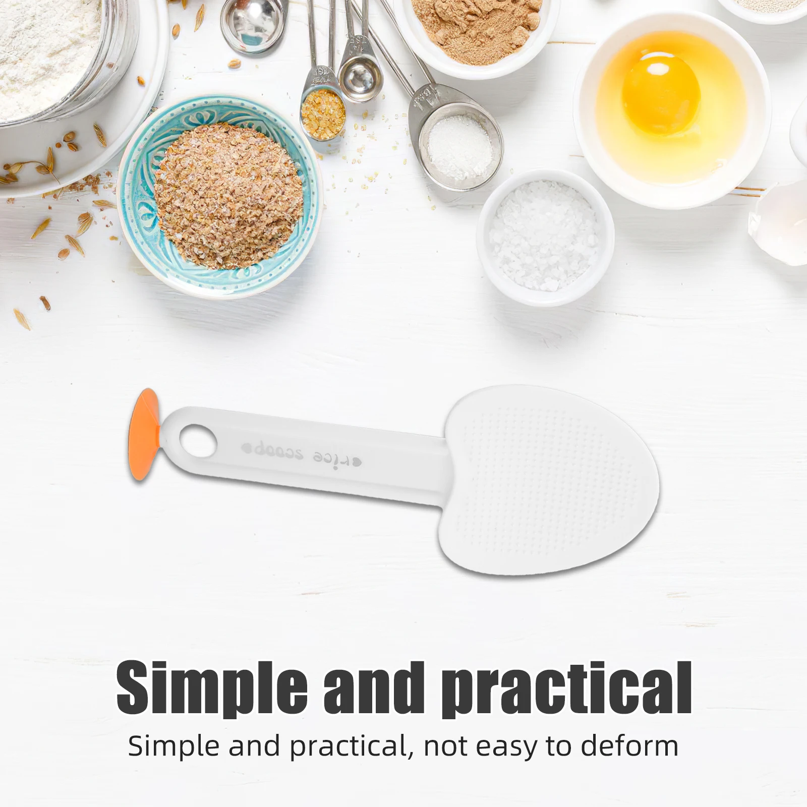 

Suction Cup Rice Spoon Plastic Non-stick High Temperature Resistance White Serving