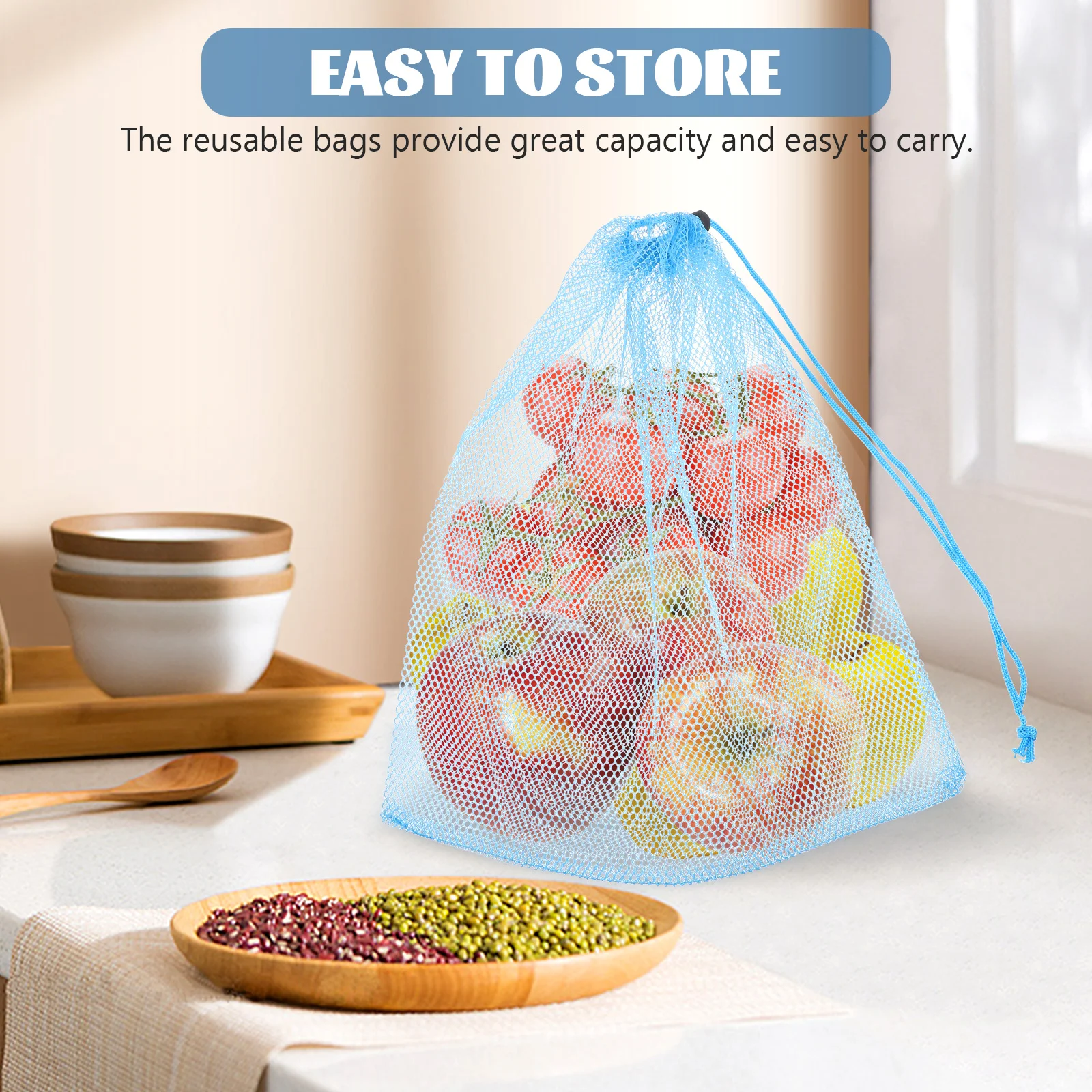 

6pcs Mesh Drawstring Backpacks Polyester Storage Travel Cinch Pouch Portable Bright Color Fitness Bag Sport Bag