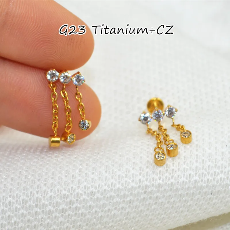 1Pc Stud Earrings Cross Pendant Titanium Round Double Cross Tassel Ear Pierced Earrings Set