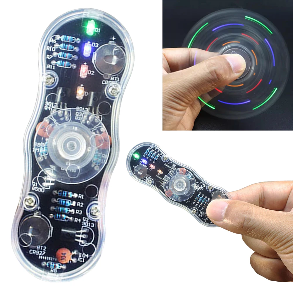 LED Fingertip Gyro DIY Electronic Kit SMD Soldering POV Rotation Colorful Diode Luminous Fidget Spinner Kit Soldering Practice