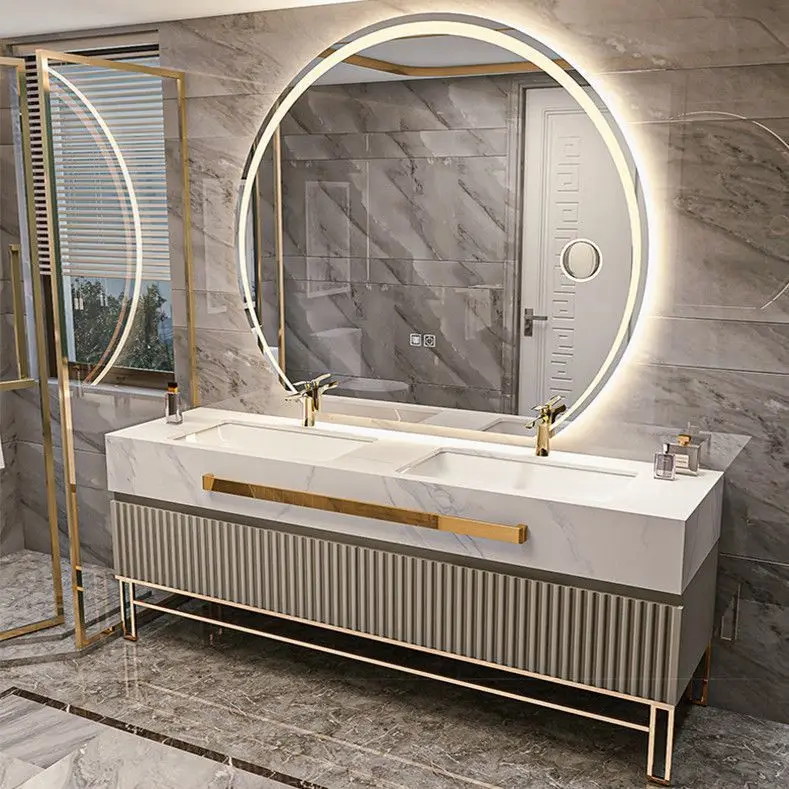 

Modern Luxury Bathroom Cabinet with Combination Slate Basin Hotel Wall Mount Vanity Cabinet Bathroom Vanities Cabinets with Sink