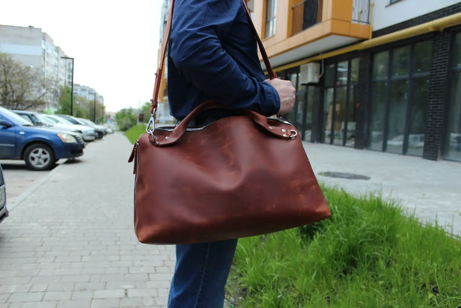 

Cognac travel bag, Leather shoulder bag, Carry-on baggage, Gift for girlfriend, Crossbody man bag, Duffle leather bag,