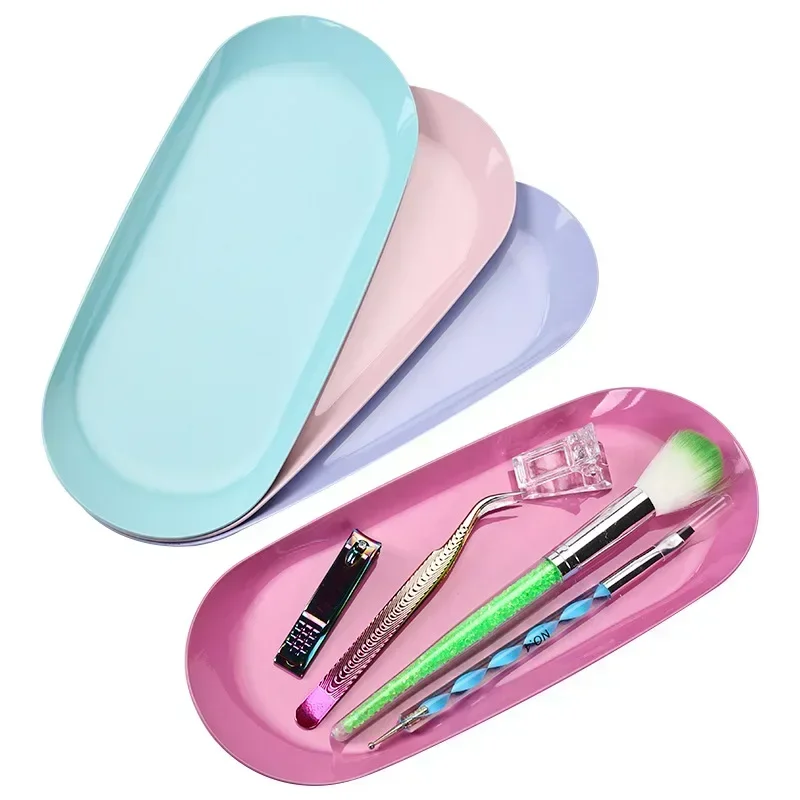 Aço inoxidável Nail Art Equipment Plate, Doutor Cirúrgico Bandeja Dental, Unhas Postiças Dish Tools, Bandeja de armazenamento de cosméticos, 1Pc