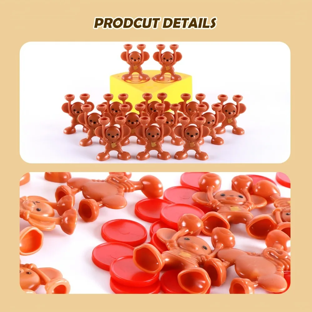 لعبة الطاولة التفاعلية للأطفال من سن 4 إلى 12 عامًا - لعبة التراص الممتعة على الجبن تعزز التنسيق بين اليد والعين والتفكير المنطقي