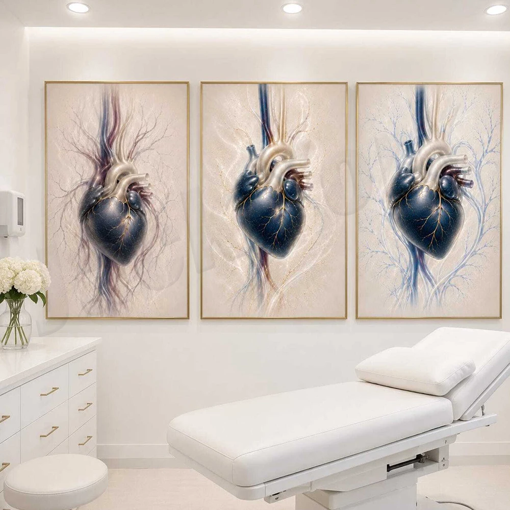 Anatomical Heart Canvas, Medical Cardiovascular System Prints, Heart Transplant Art, Surgical Gift Decoration Posters