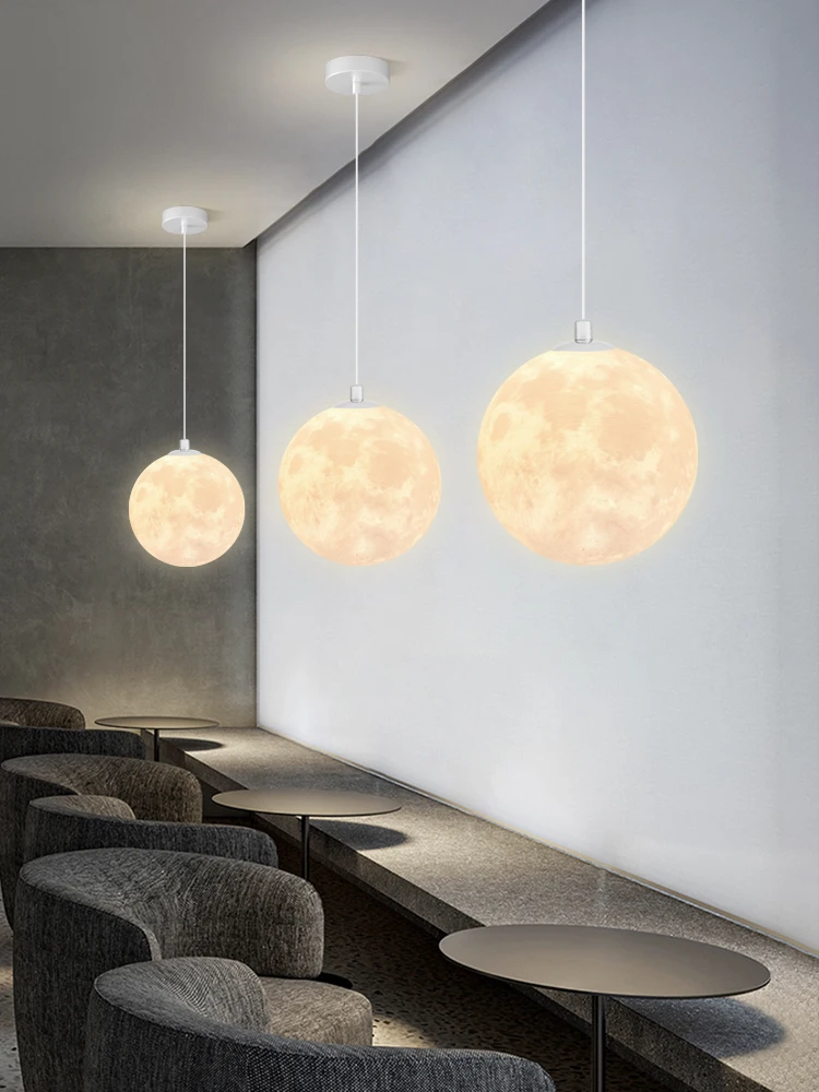 

Bar restaurant lamp moon lamp planet moon light aisle shop decoration lamp bedroom long line bedside chandelier