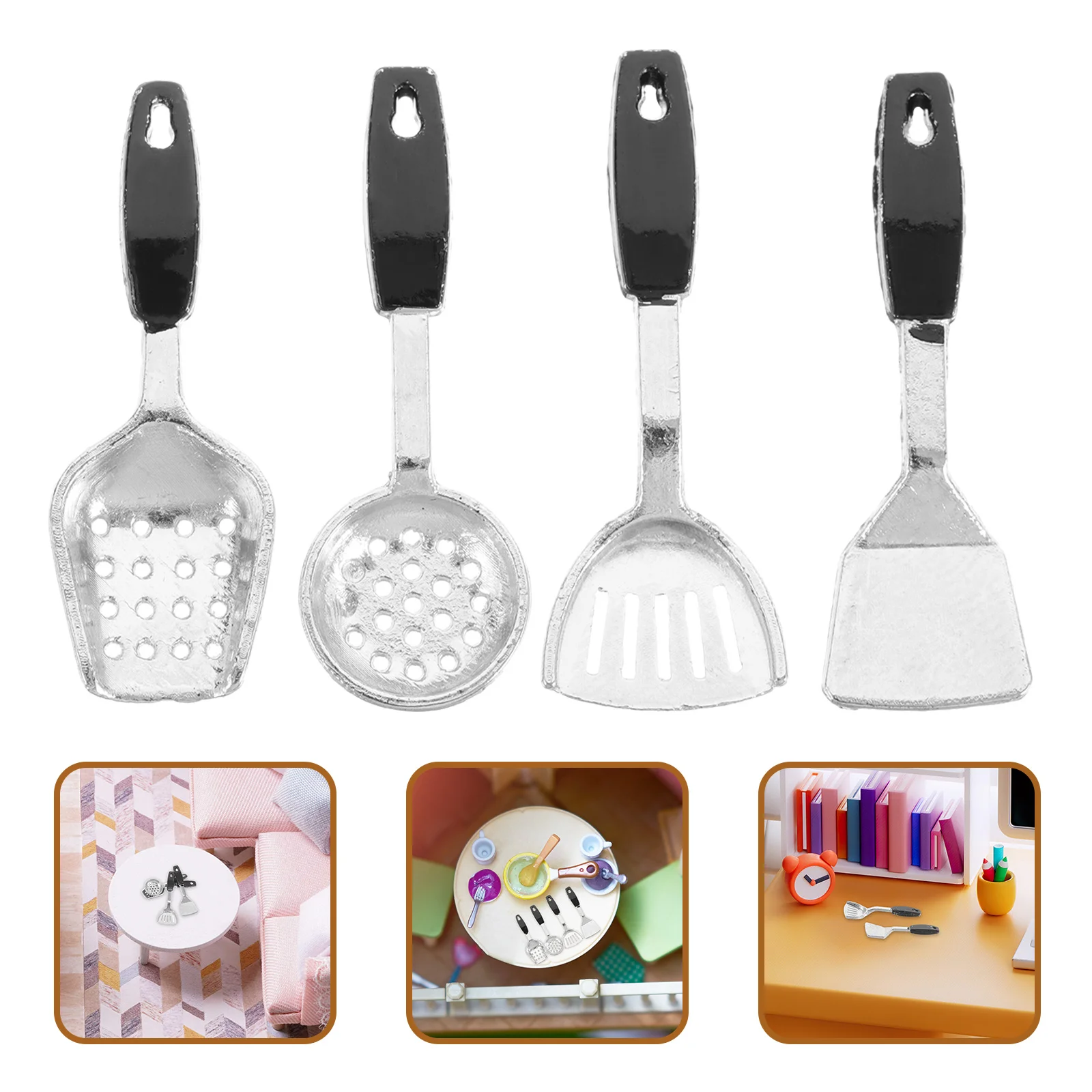 

1Set Miniature Kitchen Spatula for Dollhouse Realistic Cooking Utensils Pretend Play Accessories Mini Kitchenware Decoration