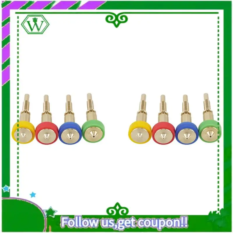 

ABIK-8Pcs All-In-One Brass Titanium Nozzle 0.25/0.4/0.6/0.8Mm Heatbreak Brass Titanium Nozzle For E3D Revo Hotend Extruder