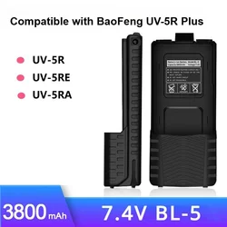 Compatible with BaoFeng UV-5R Plus 7.4V 3800mAh Rechargeable Battery for UV5RA Radio Accessory UV5RE Walkie Talkie BL-5