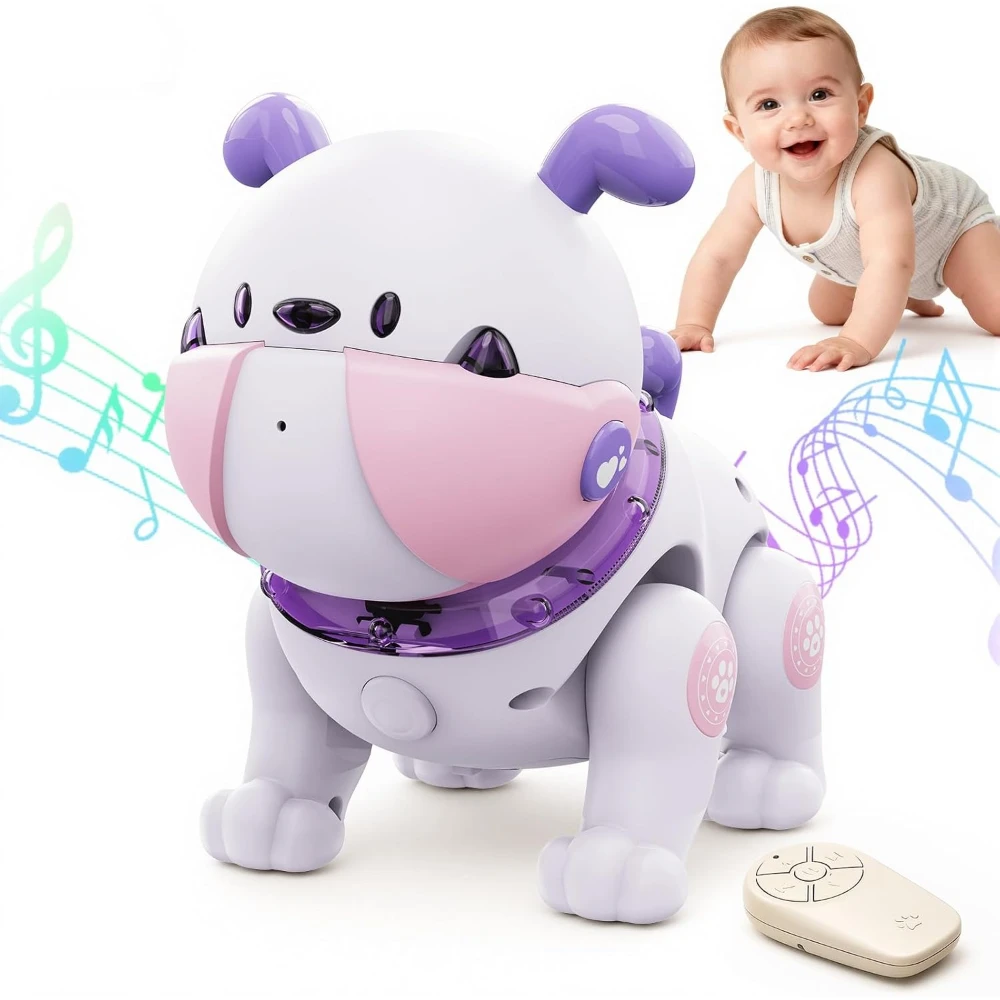 1Pc Purple AI Smart Robot Dog, touch & remote control toy with sound & light, musical interactive pet for baby early learning