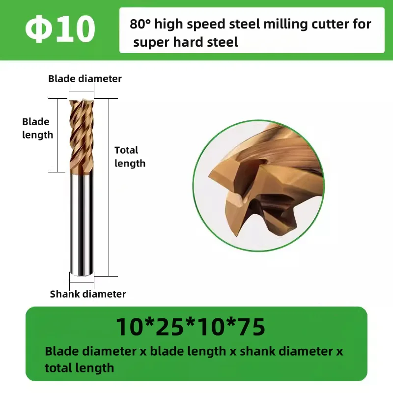 HRC80 High Hard Tungsten Steel Milling Cutter 4 Flute Balzers DR Coated End Mill Special For Quenching Parts 5x13x6x50 8x20x8x60