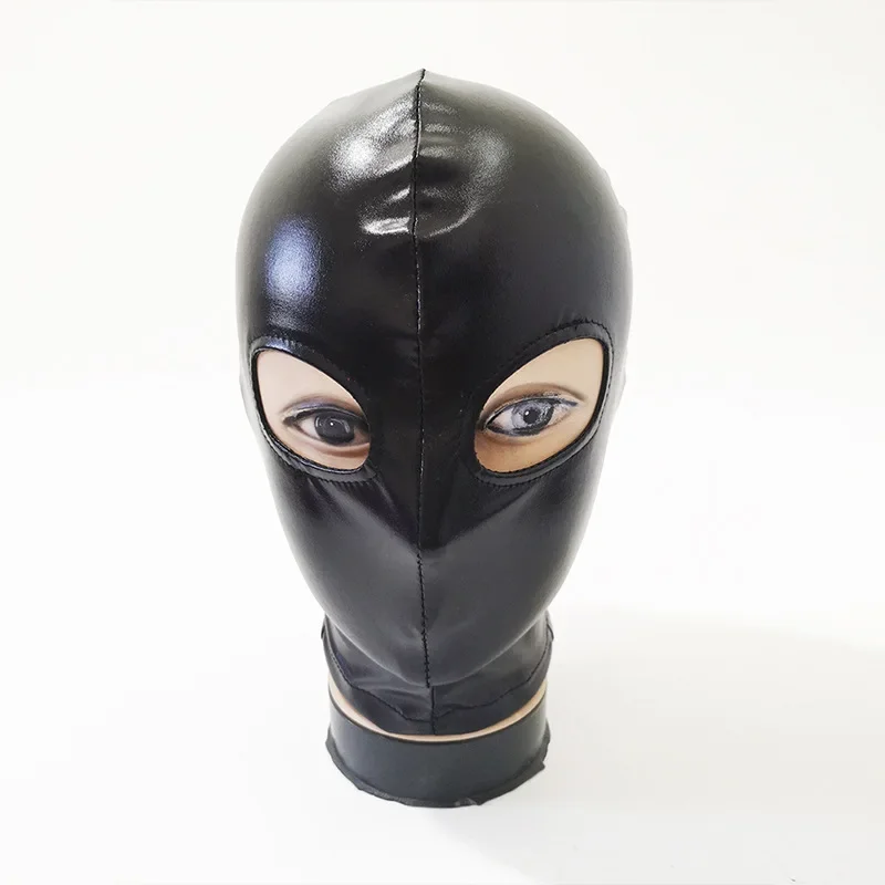 Unisex Latex Fetish Cosplay Face Mask, 3 Holes Cover, Cabeça de couro preto, CS Game, Halloween, 2024, Fetish Man, Mulheres, Homens