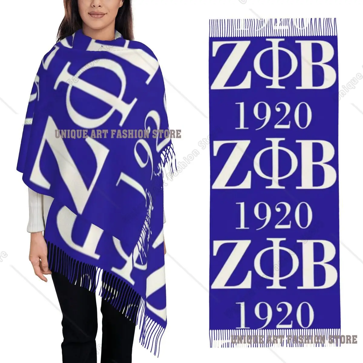 

Zeta Phi Beta Sorority Logo Greek Letter 1920 Scarf Tassel Scarves Women Soft Warm Shawls and Wraps Large Fall Winter Shawl Wrap
