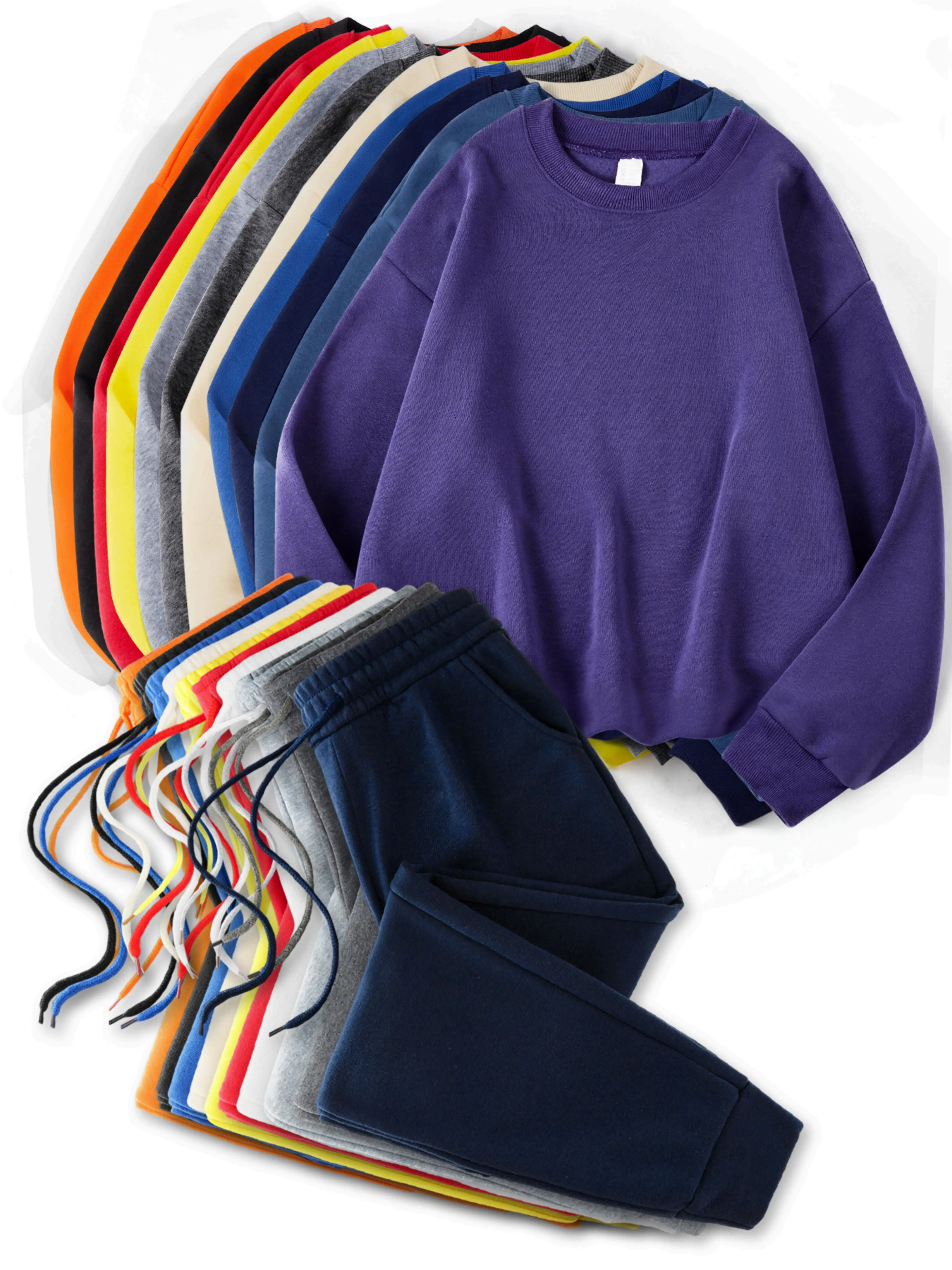 

Men's Warm Sweatshirts Set Casual Simple Solid Color loose Streetwear Women's Pullover Sweatshirt Couple's Sports Fitness Sets