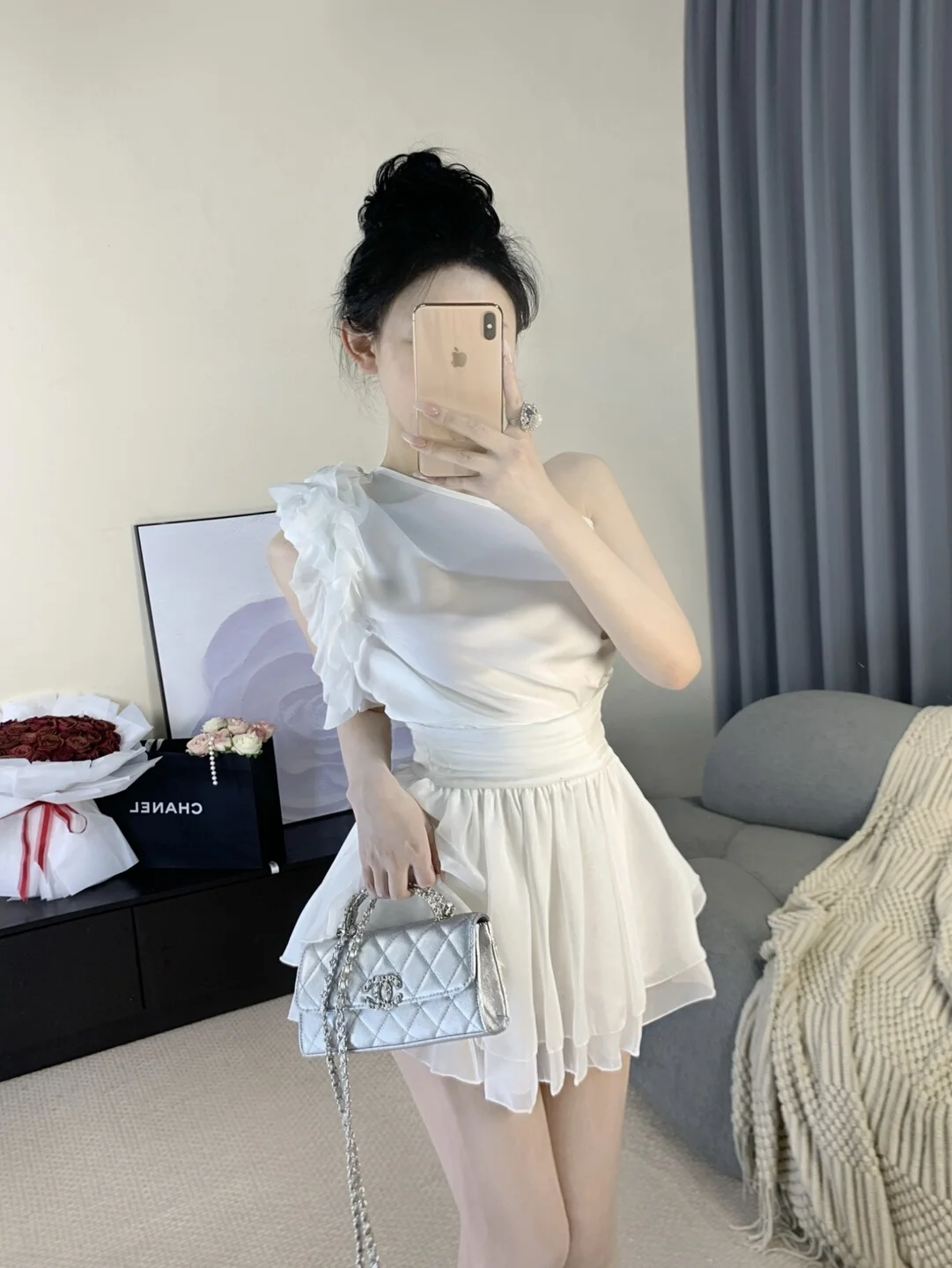 

Slimming ort Top with Pleats And Side-oulder Design for Women Sexy Fre Sle Commute Wind Large Size Inner Wear