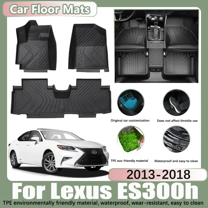 LHD Car Floor Mats for Lexus ES ES300H 2013-2018 Carpet Anti-dirt TPE Tray Car Waterproof Foot Pads Custom Liner Mat Accessories