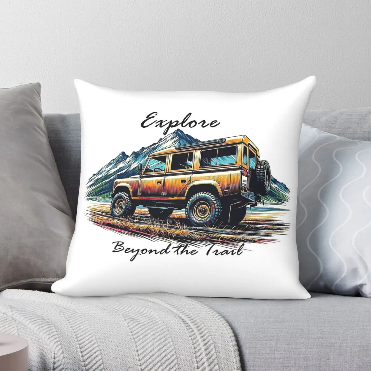 Explore Beyond The Trail Square Pillowcase Polyester Linen Velvet Printed Decor Throw Pillow Car Cushion Cover Wholesale 45x45