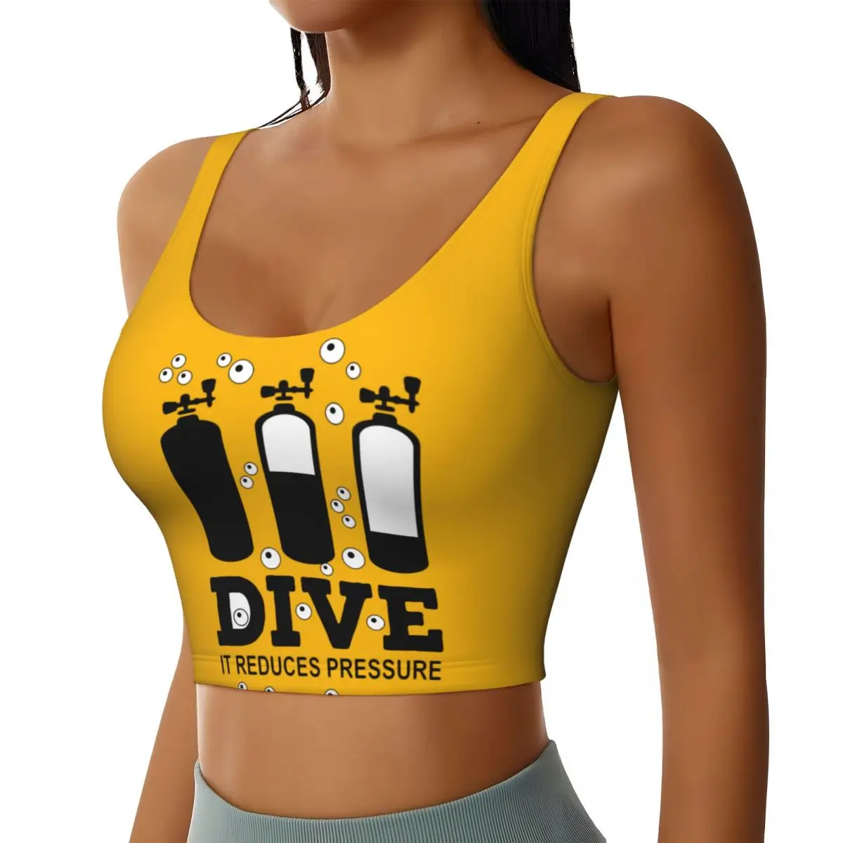 Custom Scuba Diving Sports Bra for Women Dive Diver Quote High Impact Workout Yoga Crop Top