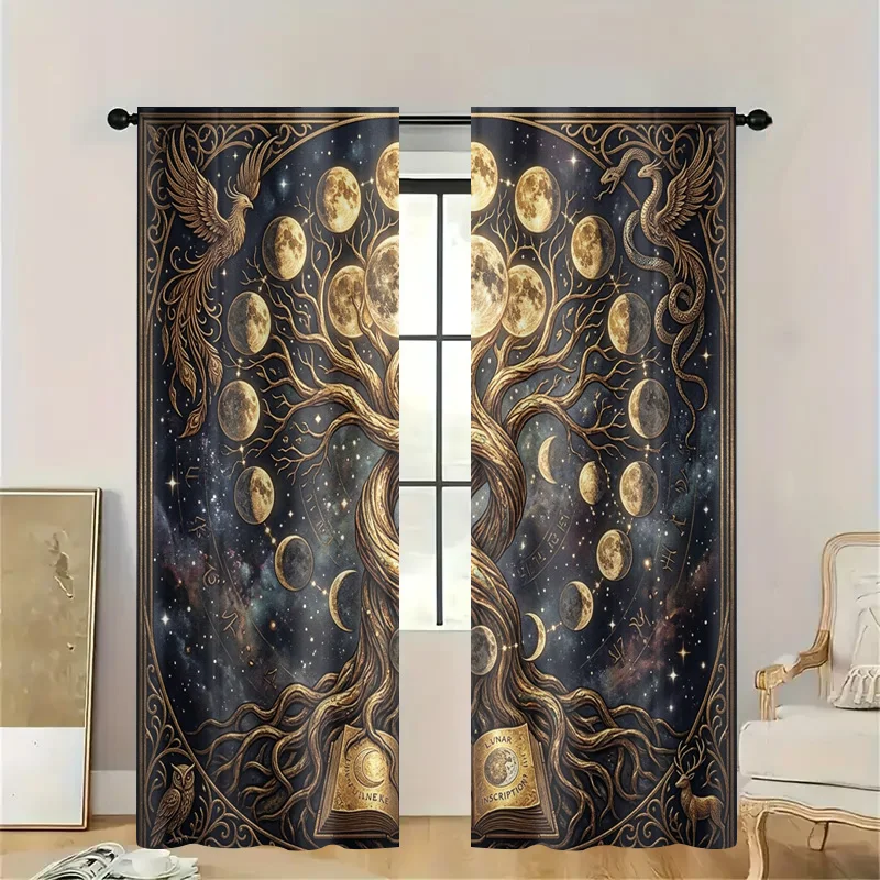 Large Boho Zodiac Constellation Moon Tree of Life Curtain Window Shower Curtain Celestial Astrology Decor Tapestry Night Sky Mys