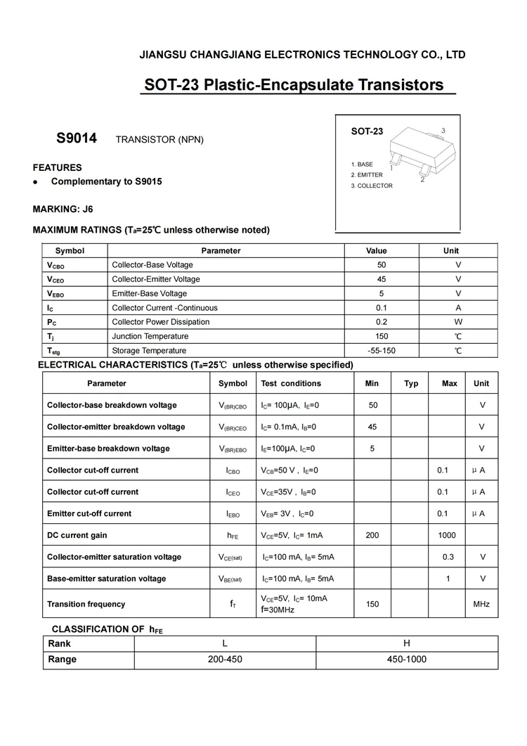 3000 Stück S9012 S9013 S9014 S9015 S9018 2T1 J3 J6 M6 J8 SOT23 NPN PNP 18/25/45V 50/100/500mA 9012 9013 9014 9015 SMD Transistor – Detail 3
