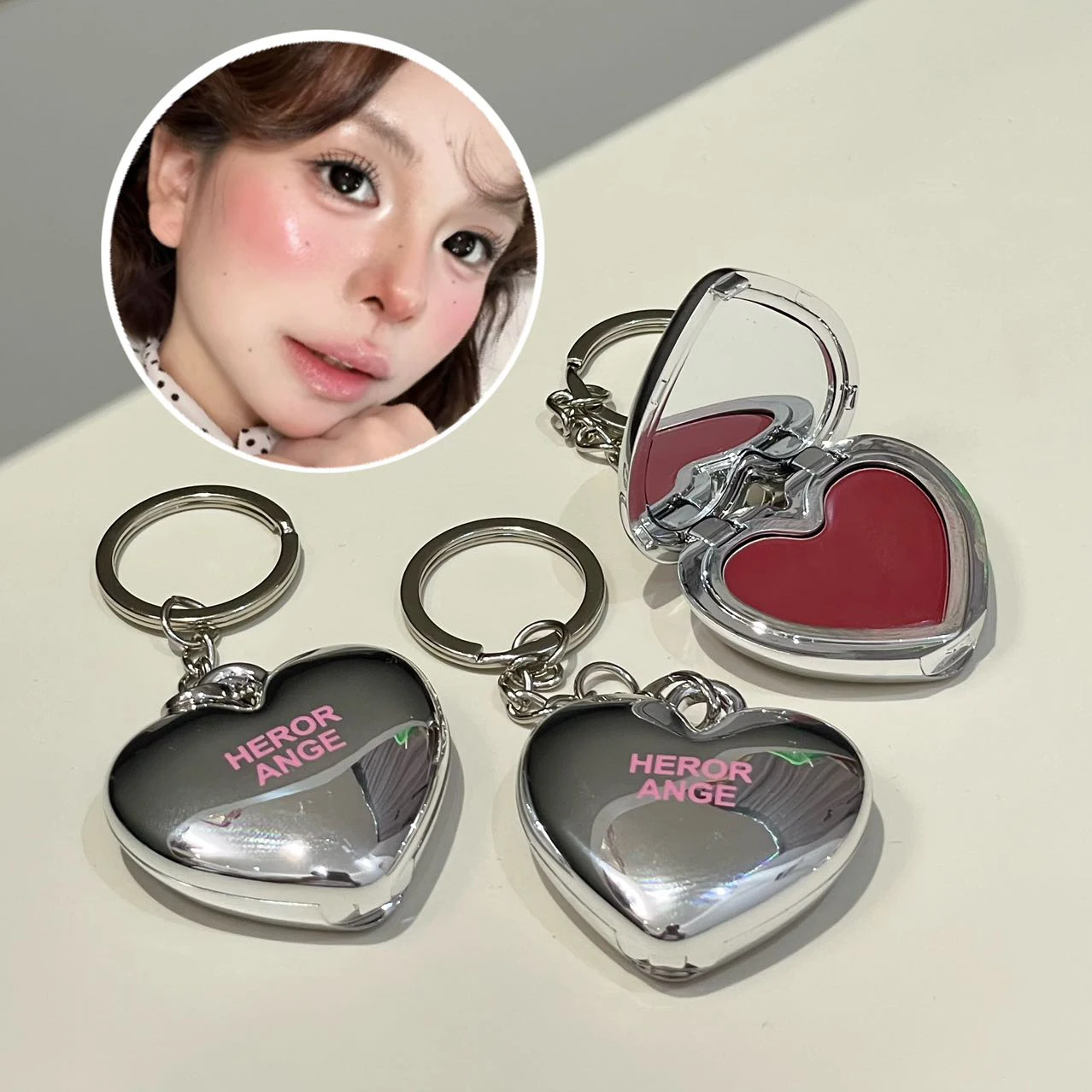 Wet Gloss Blusher Cream Naturally Rose Red Cheek & Lip Tint Hydrating Highlighter Non-Greasy Love Shape Blush Rouge Paste Makeup