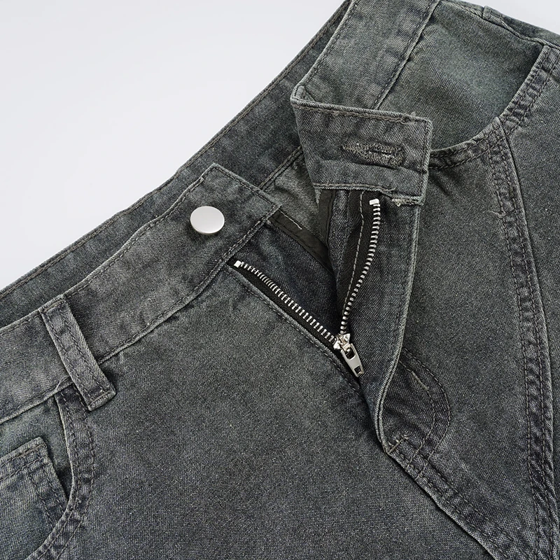 SUCHCUTE Y2k Patchwork Denim Langer Rock für Damen, Retro Slim Fit, zerrissener Mid-Waist-Meerjungfrauenrock, modischer unregelmäßiger Rock mit Quasten – Detail 6