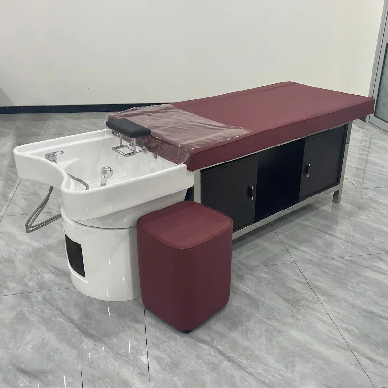 

Japanese style head spa bed, shower, head massage, minimalism, cattail chair, luxury sink therapy, cattail salon equipment