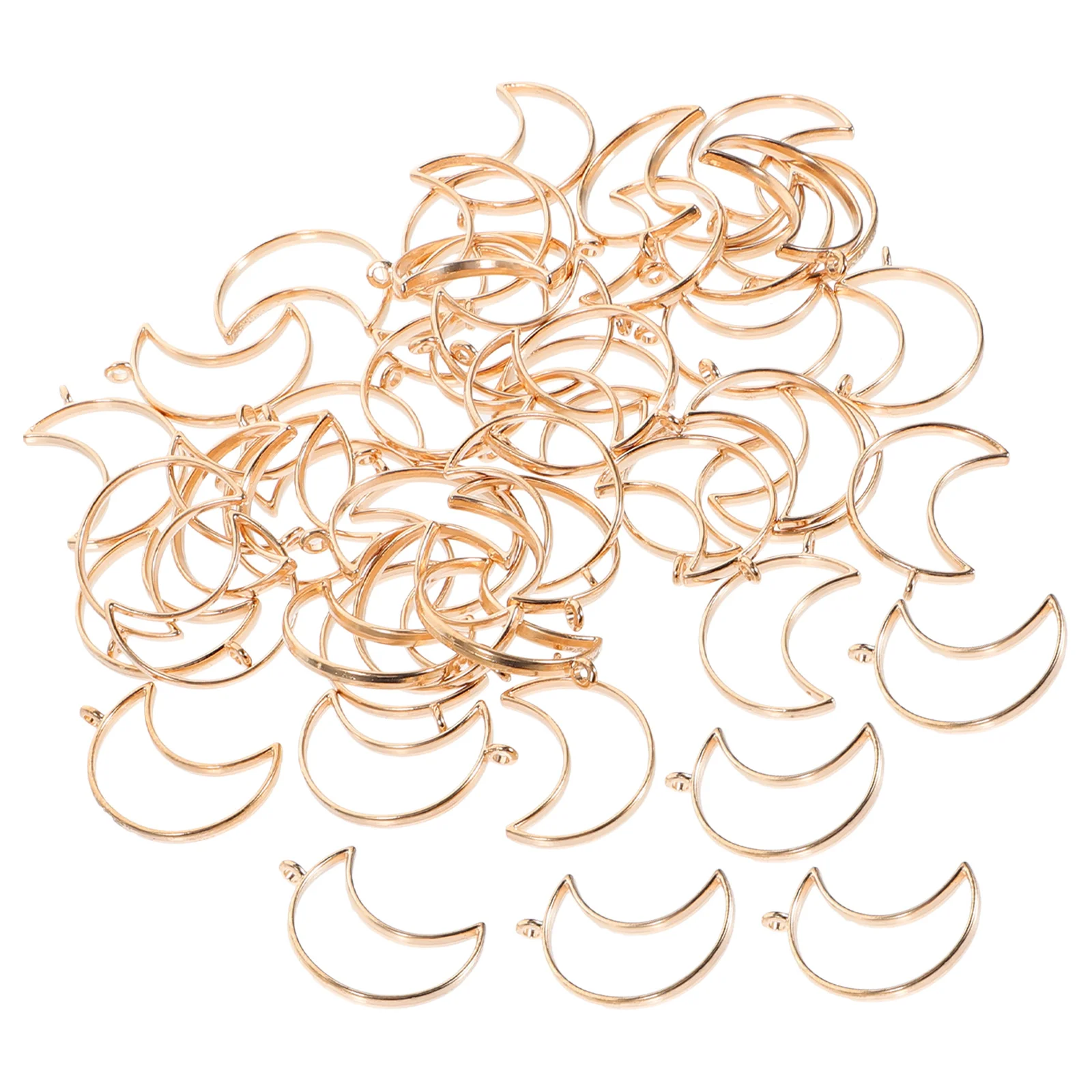 

50Pcs Moon Shape Open Bezel Charms Alloy Pendants Small for Jewelry Making Resin Craft DIY Hollowed Jewelry Accessories